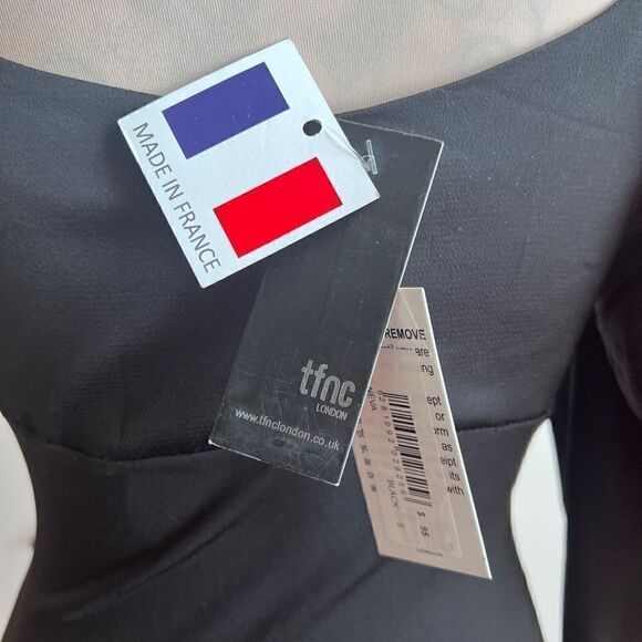 TFNC London Asymmetrical Puff Sleeve Bodycon Little Black Dress, Size Small - Picture 8 of 10